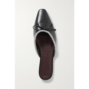 STAUD Gina Crystal-Embellished Leather Mules Black - IT 42